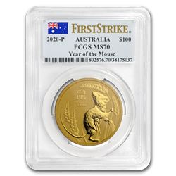 2020 Australia 1 oz Gold Lunar Mouse MS-70 PCGS (FS)