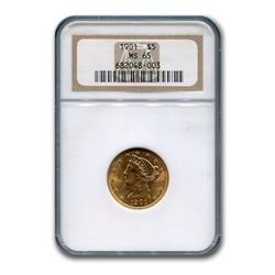 1901 $5 Liberty Gold Half Eagle MS-65 NGC