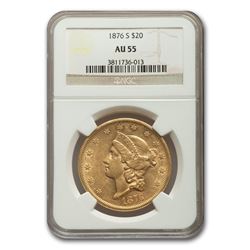 1876-S $20 Liberty Gold Double Eagle AU-55 NGC