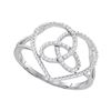 Image 1 : 10kt White Gold Round Diamond Simple Heart Halo Ring 1/4 Cttw
