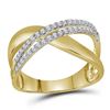 Image 1 : 10kt Yellow Gold Round Blue Sapphire Diamond Stackable Band Ring 1/12 Cttw