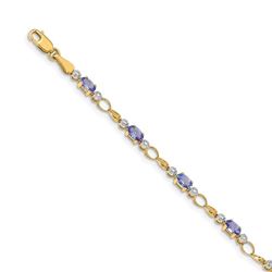 14k Yellow Gold Open-Link Diamond/Tanzanite Bracelet - 7 in.