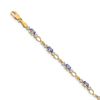 Image 1 : 14k Yellow Gold Open-Link Diamond/Tanzanite Bracelet - 7 in.