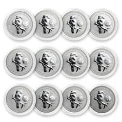2005 AUS 12-Coin 1 oz Silver Kookaburra Set BU (Zodiac Privy)