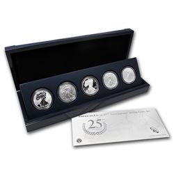 2011 5-Coin Silver American Eagle Set (25th Anniv\, w/Box & COA)