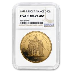 1978 France Gold 50 Francs Piedfort Hercules & Maidens PF-64 NGC