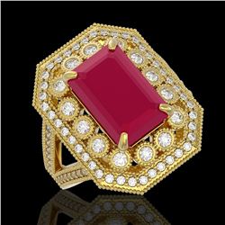 14.16 ctw Ruby & Diamond Earrings 14K Yellow Gold