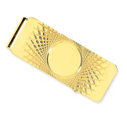 14k Solid Gold Money Clip (Circle w/radial lines)