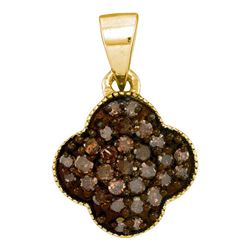10kt Rose Gold Round Diamond Crown Fashion Pendant 1/8 Cttw