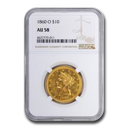 1860-O $10 Liberty Gold Eagle AU-58 NGC