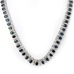 55.41 ctw Swiss Topaz & Diamond Halo Necklace 10K Rose Gold
