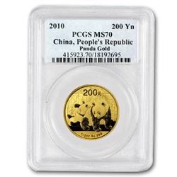 2010 China 1/2 oz Gold Panda MS-70 PCGS