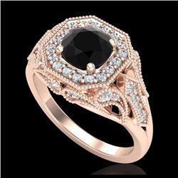 1.75 ctw Fancy Black Diamond Art Deco Ring 18K Rose Gold