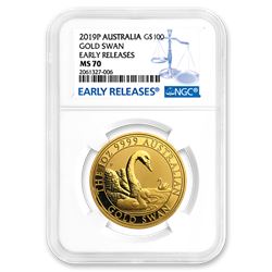 2019 Australia 1 oz Gold Swan MS-70 NGC (ER)
