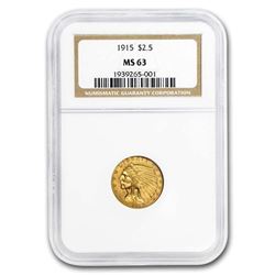 1915 $2.50 Indian Gold Quarter Eagle MS-63 NGC