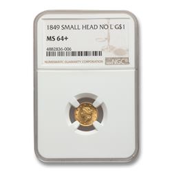 1849 $1 Liberty Head Gold MS-64+ NGC (Small Head\, No L)