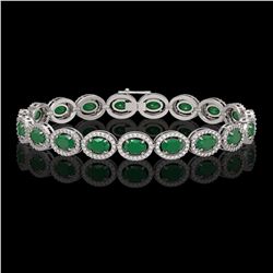 3.50 ctw Emerald & VS/SI Diamond Necklace Designer 10K White Gold