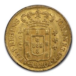 1808 Brazil Gold 4000 Reis MS-64+ PCGS