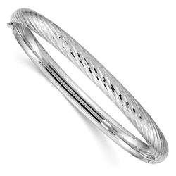 14k White Gold 4/16 Textured Bangle - 7.5 in.