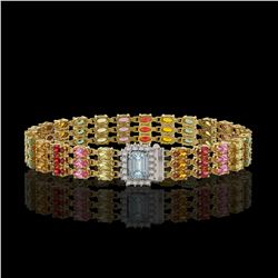 33 ctw Garnet & VS/SI Diamond Eternity Necklace 10K Yellow Gold