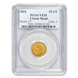 1834 $2.50 Gold Classic Head VF-35 PCGS