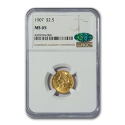 1907 $2.50 Liberty Gold Quarter Eagle MS-65 NGC CAC