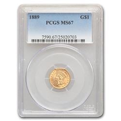 1889 $1 Indian Head Gold MS-67 PCGS