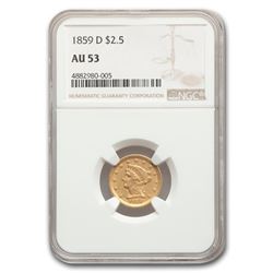 1859-D $2.50 Liberty Gold Quarter Eagle AU-53 NGC