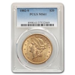 1882-S $20 Liberty Gold Double Eagle MS-61 PCGS