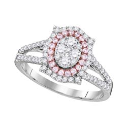 14kt White Gold Round Diamond Moving Twinkle 2-stone Pendant 1/2 Cttw