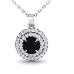 6 ctw Garnet & Halo VS/SI Diamond Necklace 18K White Gold