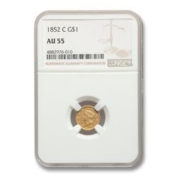 1852-C $1 Liberty Head Gold AU-55 NGC