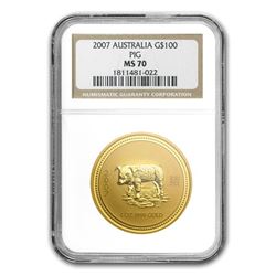 2007 1 oz Gold Lunar Year of the Pig MS-70 NGC (Series I)