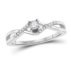 10kt White Gold Round Diamond Heart Pendant 1/10 Cttw