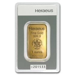 1 oz Gold Bar - Heraeus (In Assay)