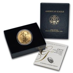 2014-W 1 oz Burnished Gold Eagle (w/Box & COA)