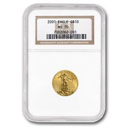 2001 1/4 oz Gold American Eagle MS-70 NGC
