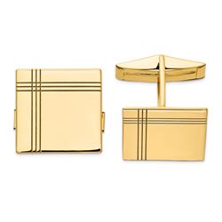 14k Yellow Gold Cuff Links - Square Stripe