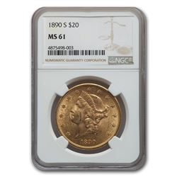 1890-S $20 Liberty Gold Double Eagle MS-61 NGC