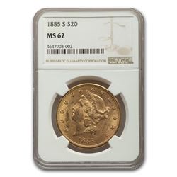 1885-S $20 Liberty Gold Double Eagle MS-62 NGC