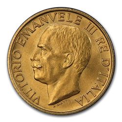 1923-R Italy Gold 20 Lire Vittorio Emanuele III MS-64 PCGS