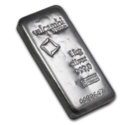 1 kilo Silver Bar - Valcambi (Cast\, w/Assay)