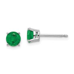 14k White Gold 5 mm Emerald Earrings