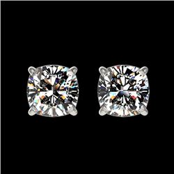1.75 ctw VS/SI Diamond Solitaire Art Deco Stud Earrings 18K White Gold