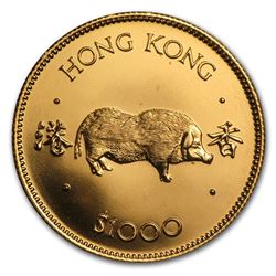 1983 Hong Kong Gold $1000 Year of the Pig BU