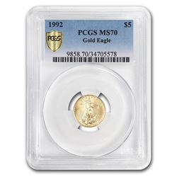 1992 1/10 oz Gold American Eagle MS-70 PCGS