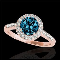 1.90 ctw SI Fancy Blue Diamond Solitaire Halo Ring 10K White Gold