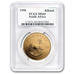1998 South Africa 1 oz Gold Krugerrand MS-69 PCGS
