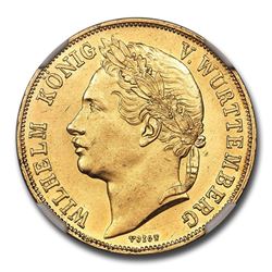 1841 German States Wurttemberg Gold 4 Ducats MS-62 NGC