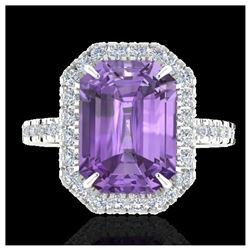 1.07 ctw Fancy Intense Blue Diamond Art Deco Ring 18K White Gold